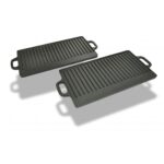 Provira Grillplaat gietijzer dubbelzijdig 38x23 cm 2 st