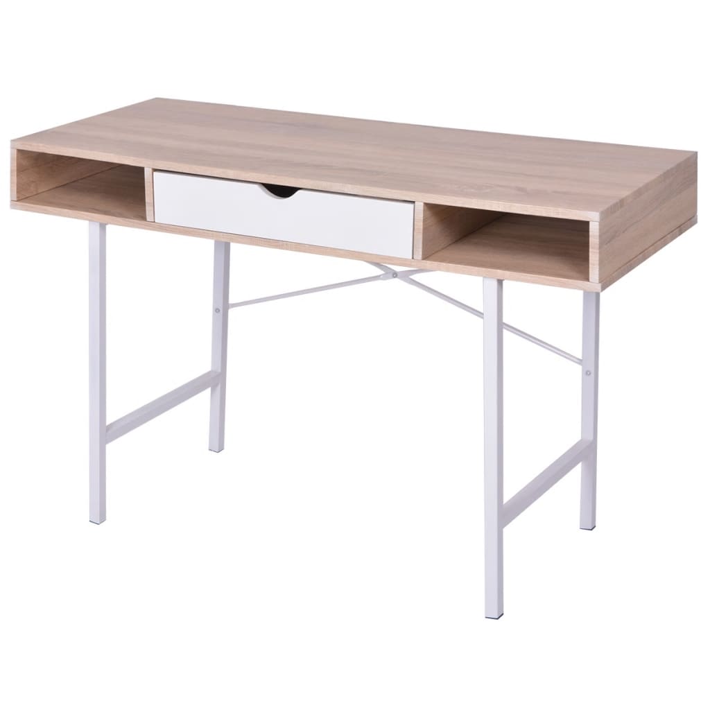 8718475500278_a_en_hd_1 Provira bureau met 1 lade eiken en wit - Image 1