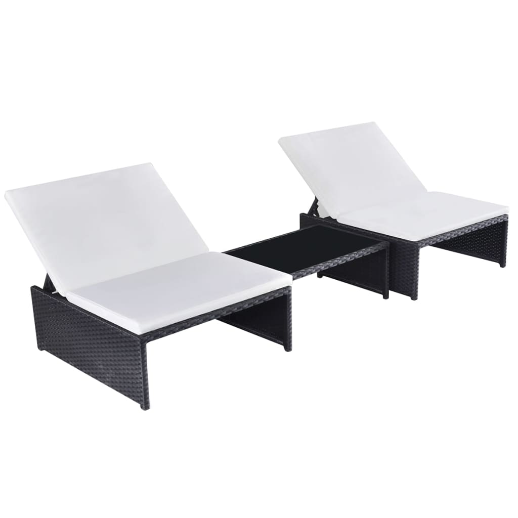 8718475506324_a_en_hd_1 Provira Tuinstoelen 2 st verstelbaar met tafel poly rattan zwart - Image 1