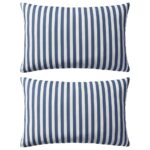 Provira Buitenkussens 60x40 cm gestreept marineblauw 2 st