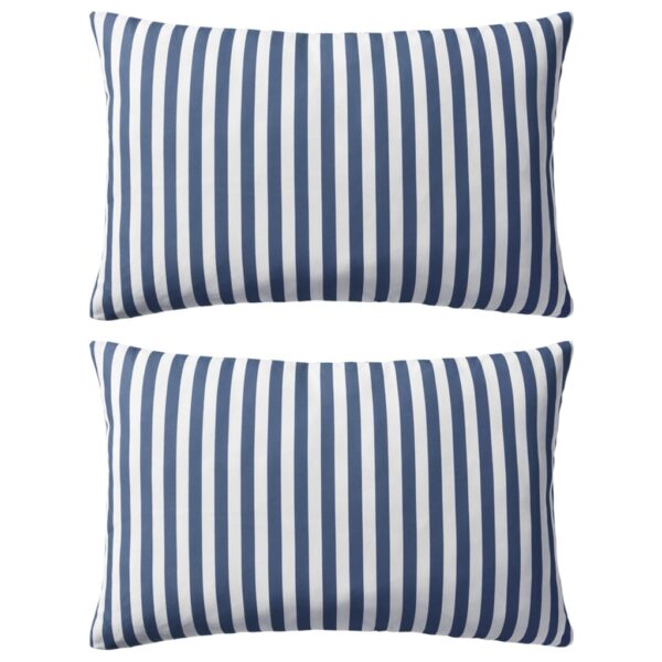 Provira Buitenkussens 60x40 cm gestreept marineblauw 2 st