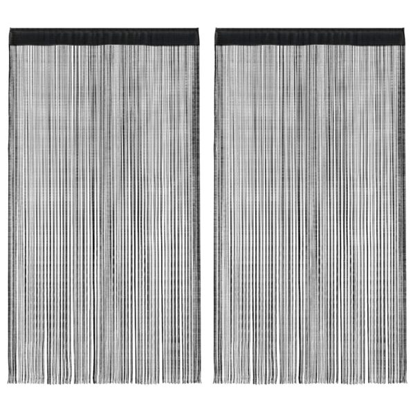 Provira Draadgordijnen 2 st 100x250 cm zwart