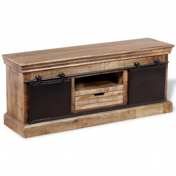 Provira Tv-meubel met 2 schuifdeuren 110x30x45 cm massief mangohout