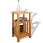 Provira Bijzettafel met tijdschrifthouder 27x35x55 cm massief eikenhout