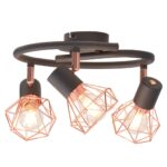 Provira Plafondlamp met 3 spotlights E14 zwart en koperkleurig