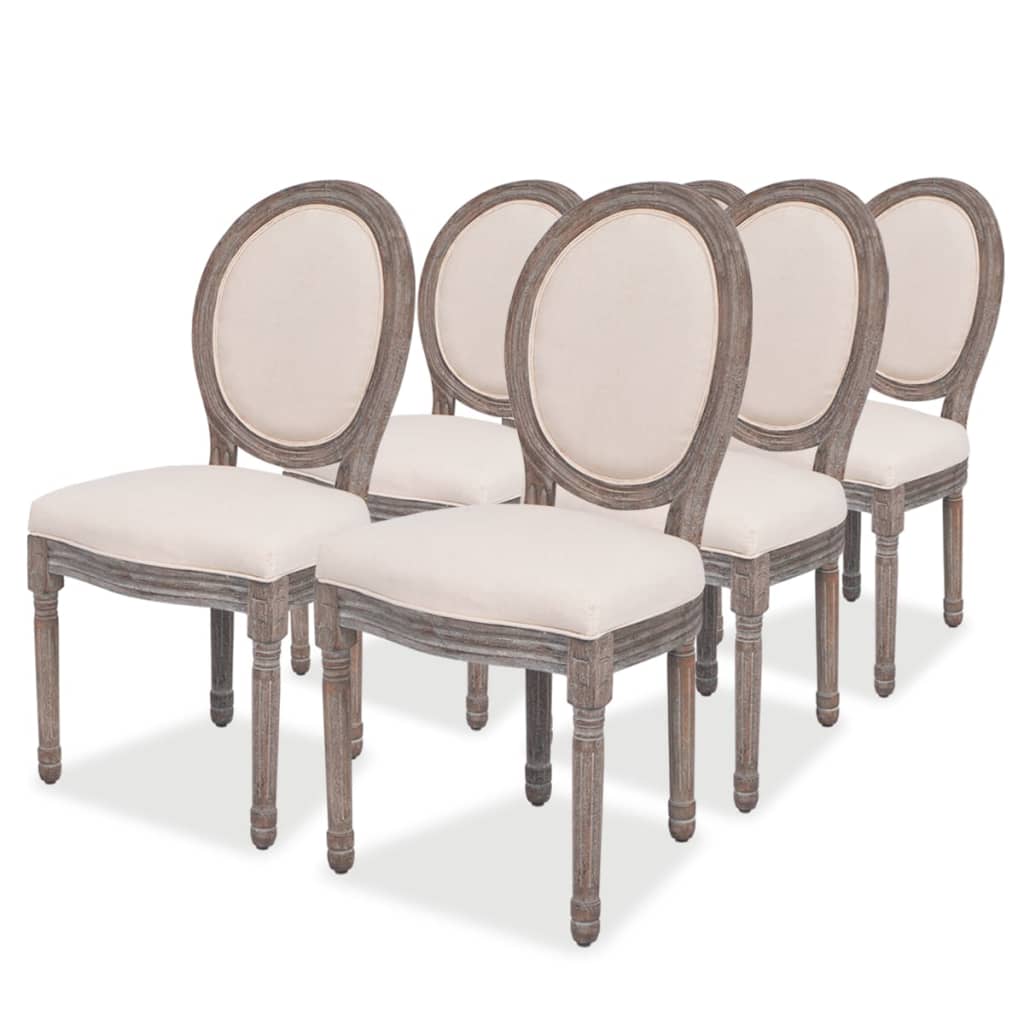 8718475554387_a_en_hd_1 Provira Eetkamerstoelen 6 st stof crèmekleurig - Image 1