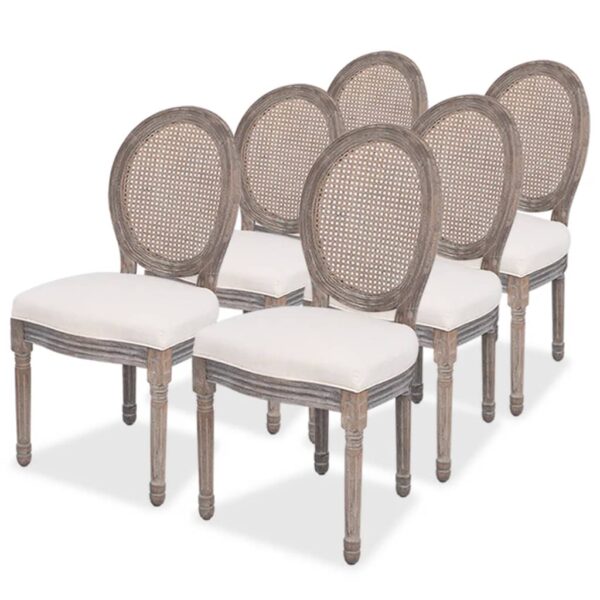 Provira Eetkamerstoelen 6 st stof crèmekleurig