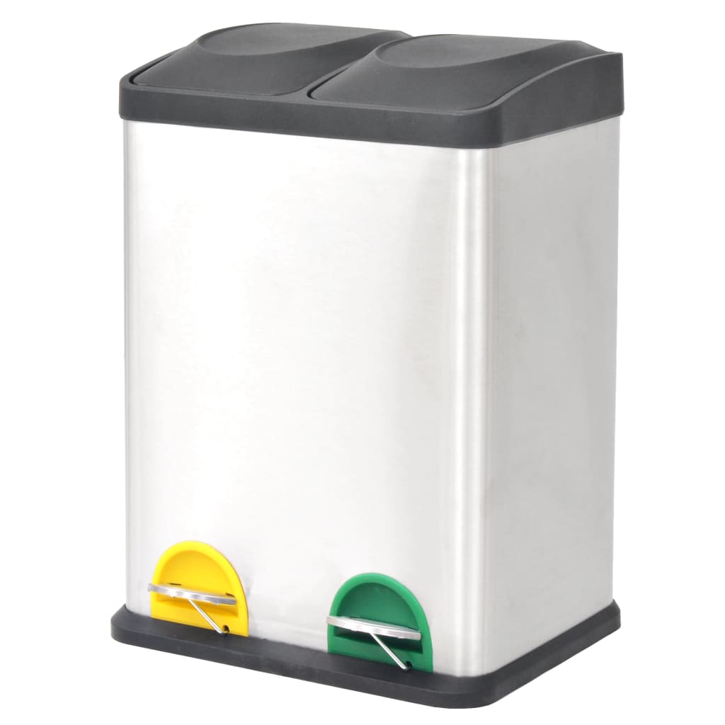 8718475570028_a_en_hd_1 Provira Pedaalemmer voor recycling 36 L roestvrij staal - Image 1