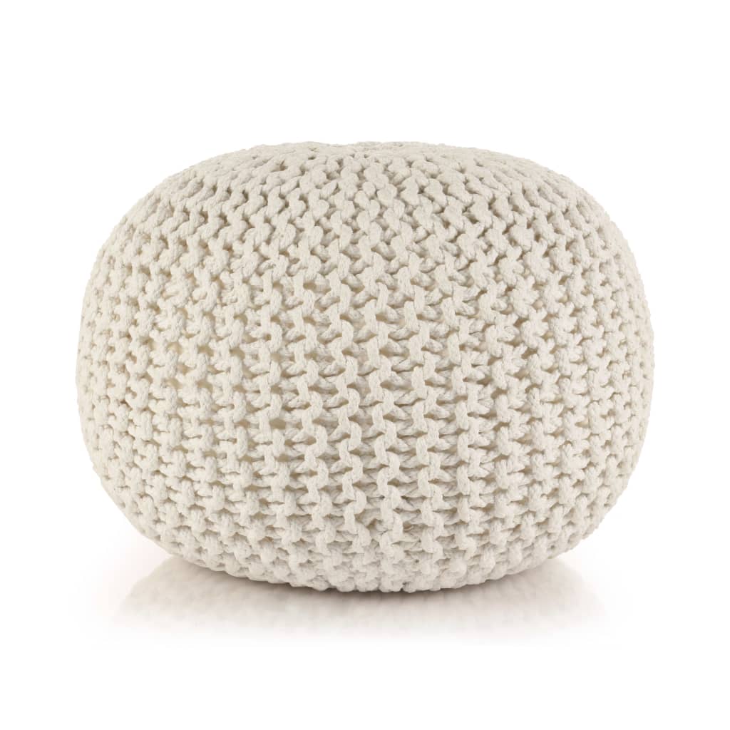 8718475572169_a_en_hd_1 Provira Poef handgebreid 50x35 cm katoen wit - Image 1
