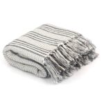 Provira Plaid strepen 160x210 cm katoen grijs en wit