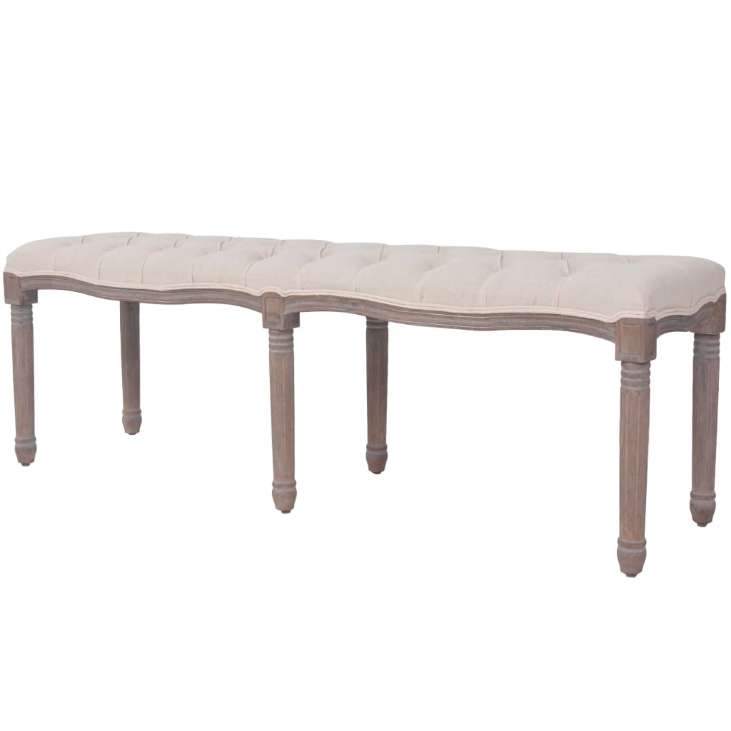 8718475574521_a_en_hd_1 Provira Bank 150x40x48 cm linnen massief hout crèmewit - Image 1