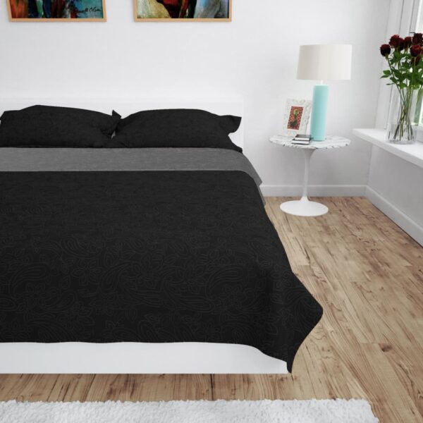 Provira Bedsprei dubbelzijdig 170x210 cm quilt grijs en zwart