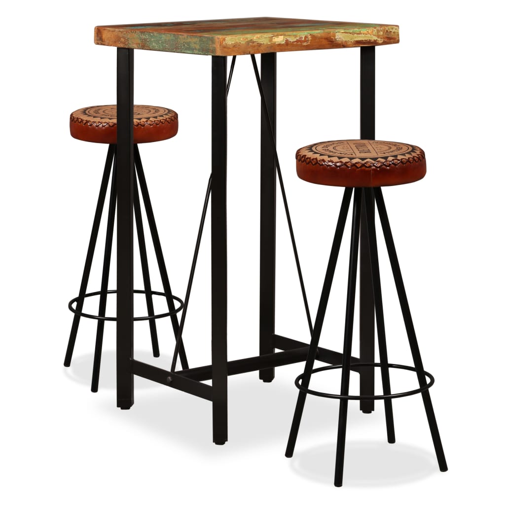 8718475602552_a_en_hd_1 Provira Barset massief gerecycled hout, echt leer en canvas 3-delig - Image 1