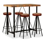 Provira Barset massief gerecycled hout, echt leer en canvas 5-delig
