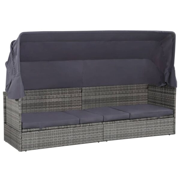 Provira Tuinbed met luifel 205x62 cm poly rattan grijs
