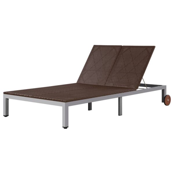 Provira Ligbed tweepersoons met wieltjes poly rattan bruin