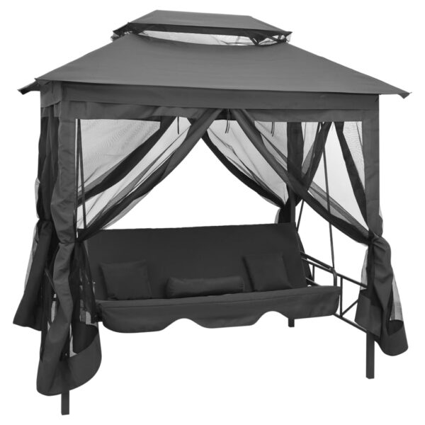 Provira Schommelbank voor buiten met dak 220x160x240 cm staal antraciet