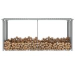 Provira Haardhoutschuur 330x92x153 cm gegalvaniseerd staal grijs