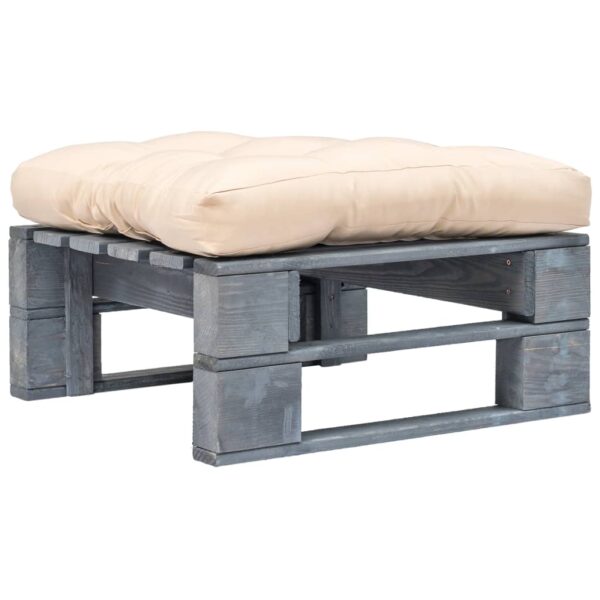 Provira Tuinhocker met zandkleurig kussen pallet hout grijs