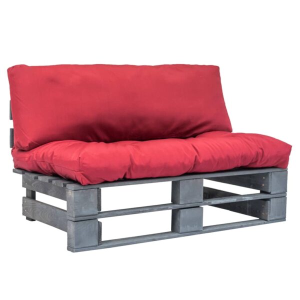 Provira Tuinbank pallet met rode kussens grenenhout