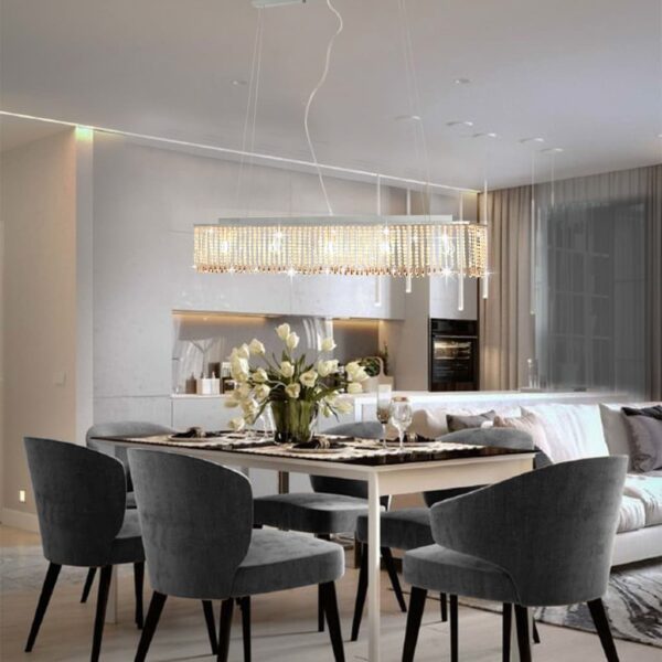 Provira Plafondlamp met kristallen kralen 104 cm zilverkleurig