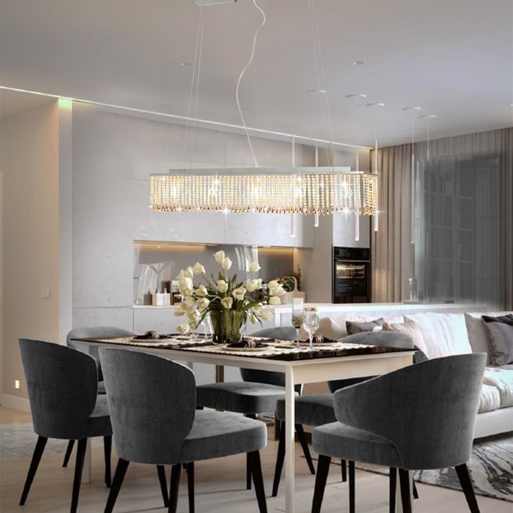 8718475732839_m_en_hd_1 Provira Plafondlamp met kristallen kralen 104 cm zilverkleurig - Image 1