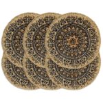 Provira Placemats 6 st rond 38 cm jute donkerblauw