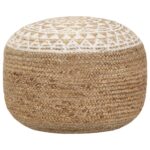 Provira Poef handgemaakt 45x30 cm jute wit