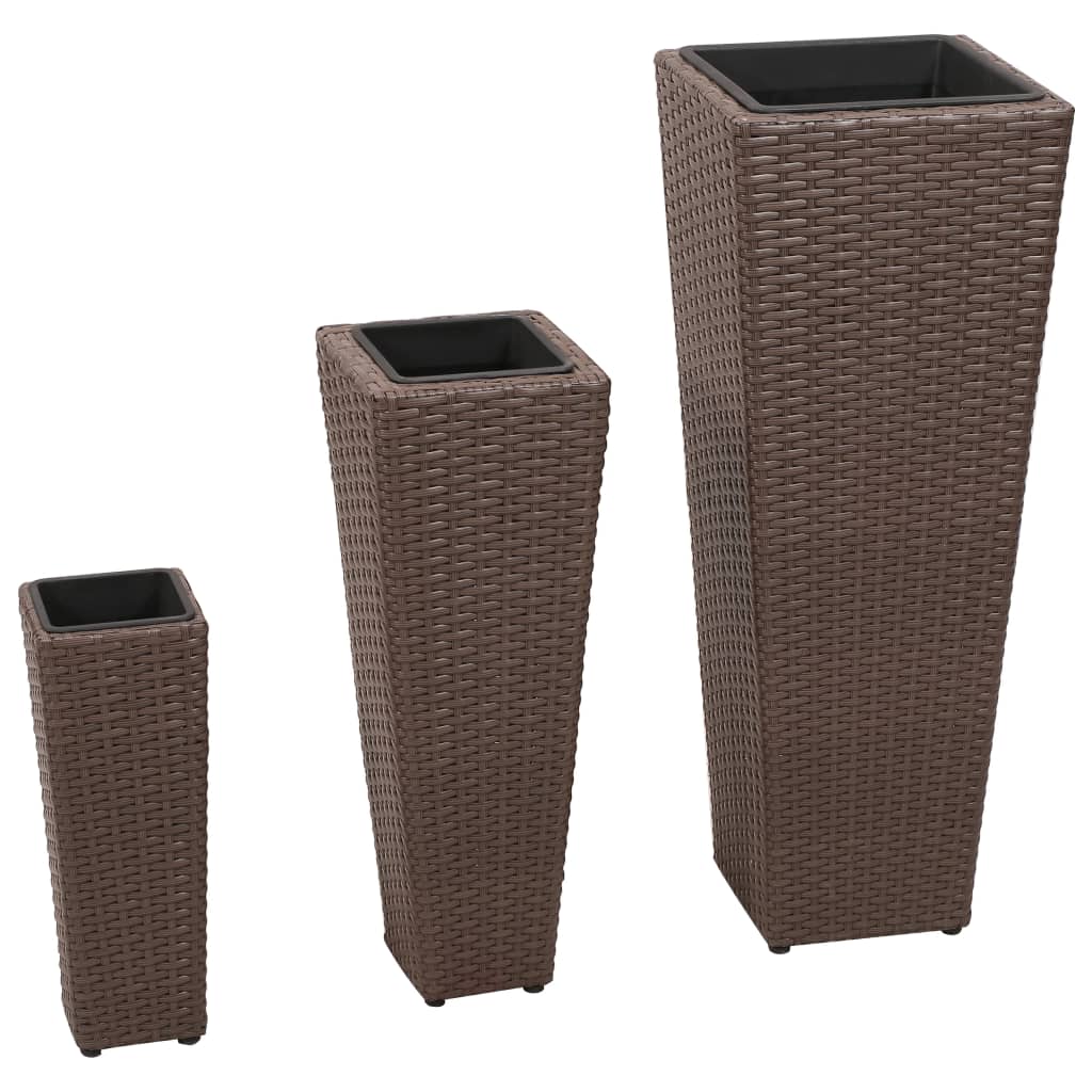 8718475827788_a_en_hd_1 Provira Plantenbakken verhoogd 3 st poly rattan bruin - Image 1