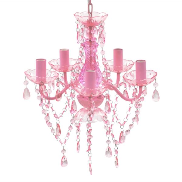 Provira Kristallen licht met 5 gloeilampen rosa