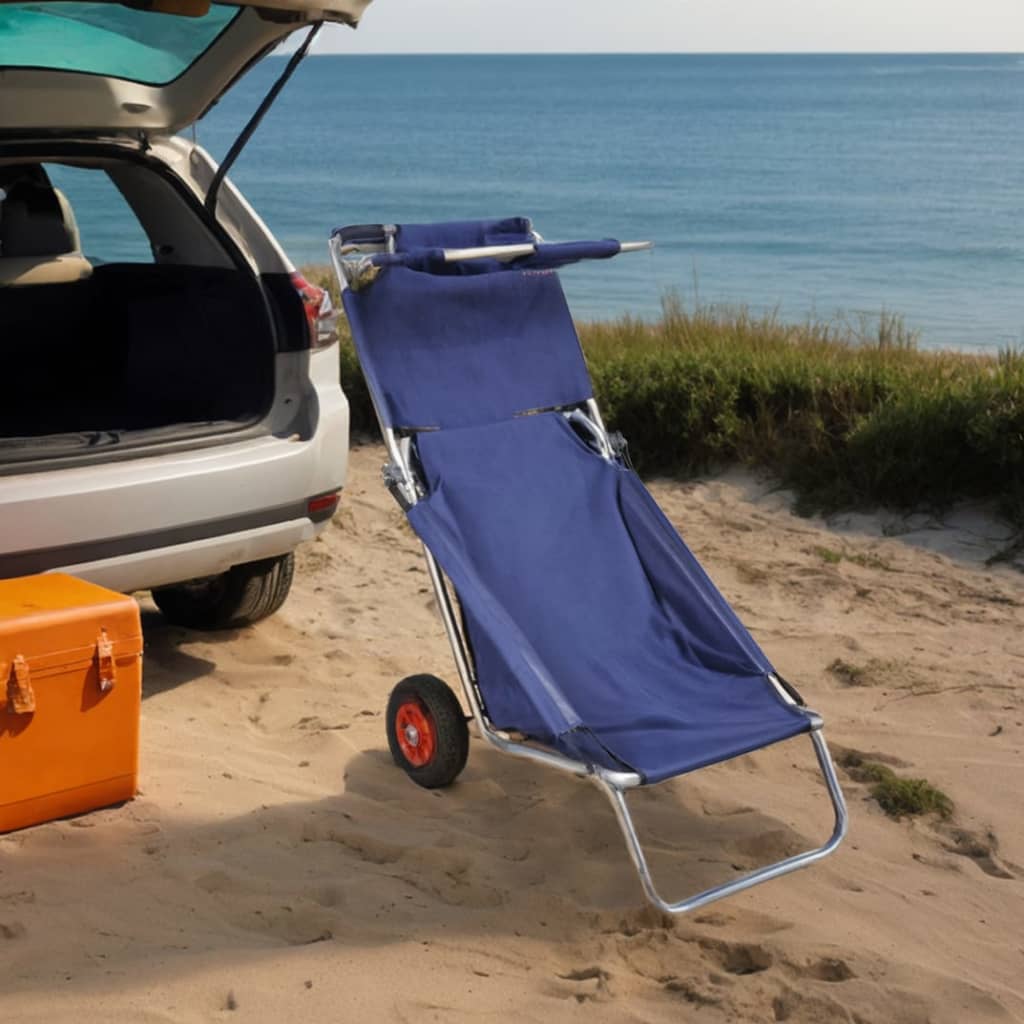 8718475857846_m_en_hd_1 Provira Strandtrolley met wielen draagbaar en inklapbaar blauw - Image 1