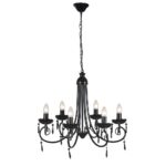 Provira Plafondlamp kroonluchter 6 lampjes zwart