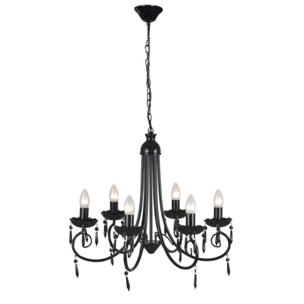 Provira Plafondlamp kroonluchter 6 lampjes zwart