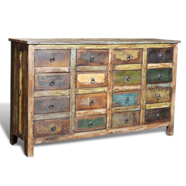 Provira Kast met 16 lades antieke stijl massief gerecycled hout