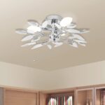 Provira Plafondlamp met kristal bladeren 3xE14 acryl wit en transparant