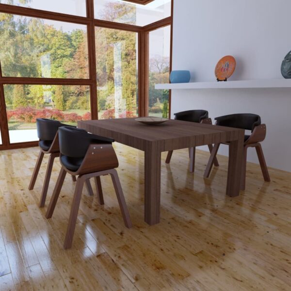 Provira Eetkamerstoelen 4 st gebogen hout en kunstleer