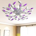Provira Lamp met kristallen bladeren van acryl voor 5x E14 paars en wit