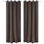 Gordijnen met metalen ringen 135 x 245 cm 2 stuks (bruin)
