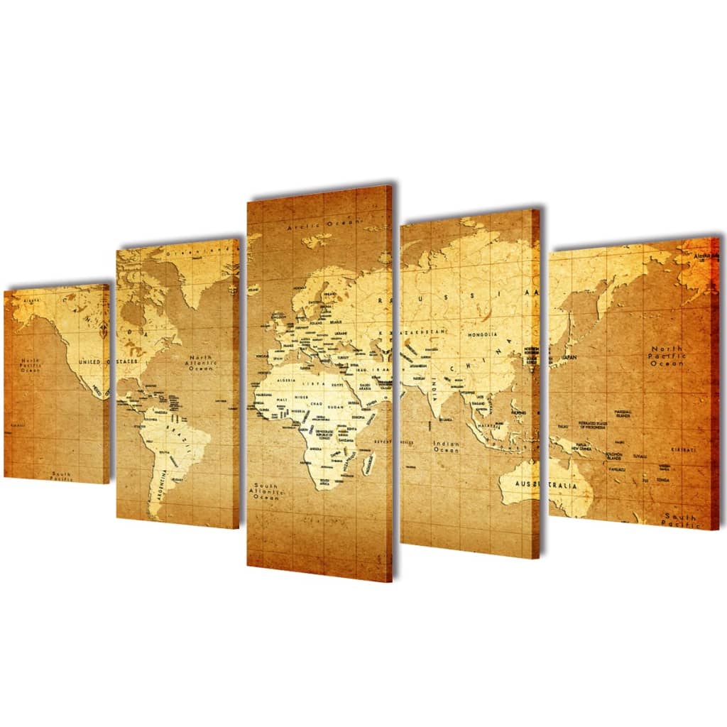 8718475903451_a_en_hd_1 Canvas muurdruk print set wereldkaart 200 x 100 cm - Image 1