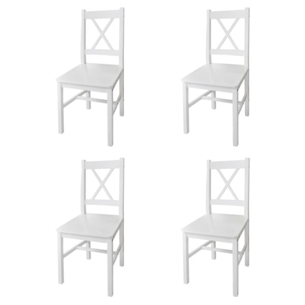 Provira Eetkamerstoelen 4 st grenenhout wit
