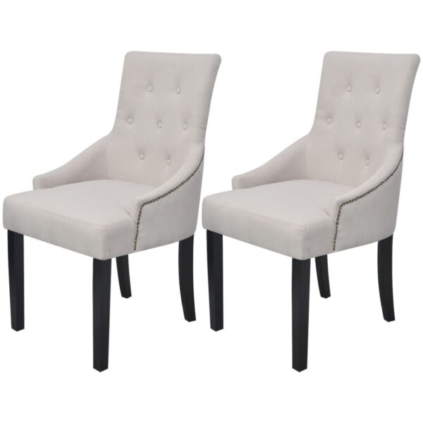 Provira Eetkamerstoelen 2 st stof crèmegrijs