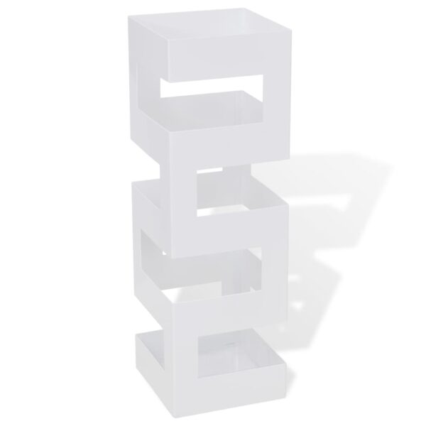 Provira Paraplu- en wandelstokhouder wit vierkant staal 48,5 cm