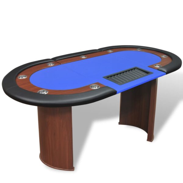 Provira Pokertafel voor 10 personen met dealervak en fichebak blauw