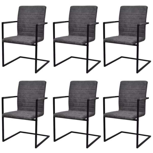 Provira Eetkamerstoelen 6 st kunstleer grijs