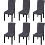 Provira Stoelhoezen 6 st stretch recht antracietkleurig