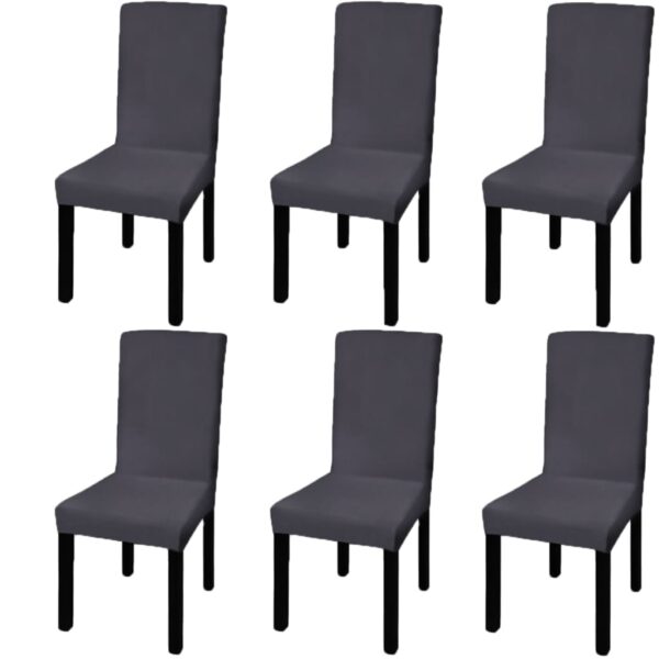 Provira Stoelhoezen 6 st stretch recht antracietkleurig
