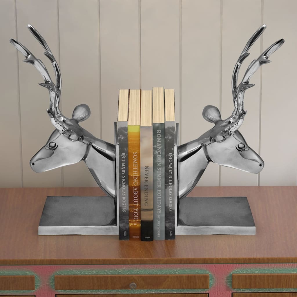 8718475999133_m_en_hd_1 Provira Boekensteunen herten 2 stuks aluminium zilver - Image 1