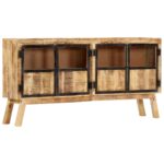 Provira Dressoir 160x30x80 cm massief ruw mangohout bruin en zwart