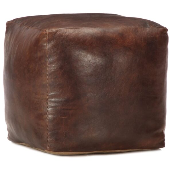 Provira Poef 40x40x40 cm echt geitenleer donkerbruin