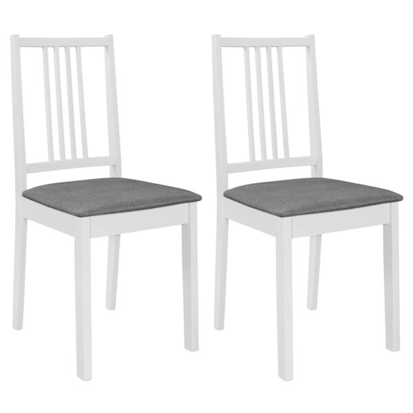 Provira Eetkamerstoelen met kussens 2 st massief hout wit